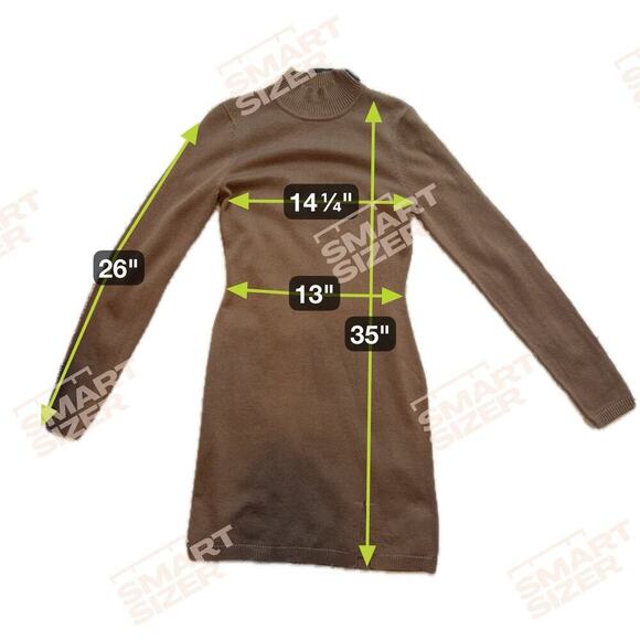 New CHASER Sweater Mini Dress Mock Neck Long Sleeve Side Slit Taupe Women's Sz S - Picture 10 of 11